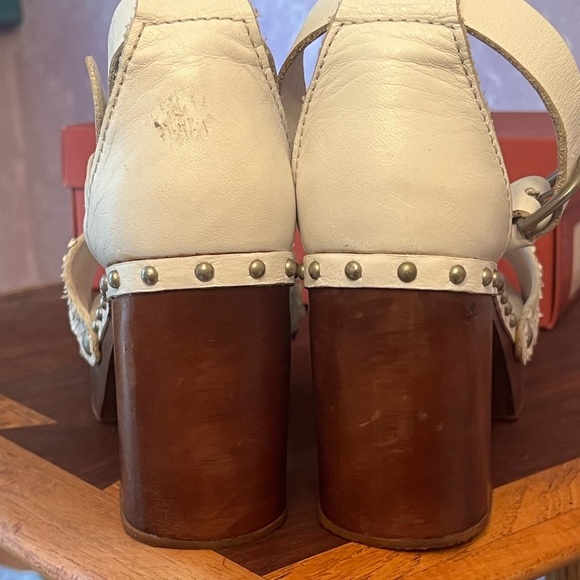 Felmini Python Leather Platform Clogs with Wooden Heel and ankle straps - Picture 6 of 8